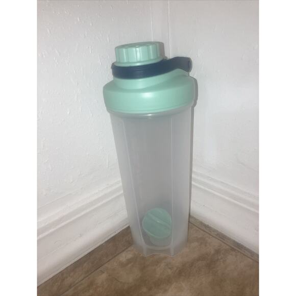 5 Lot! 24oz Aqua Navy & Clear Protein Drink Shaker Bottle W/Mixing Ball NEW